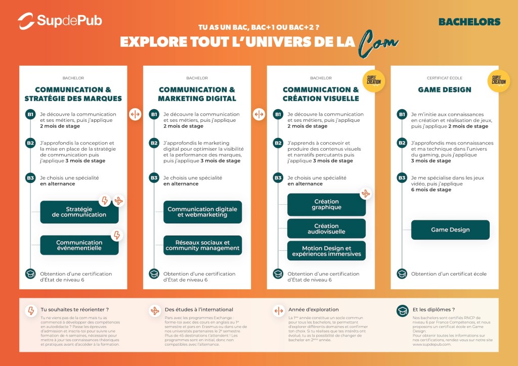 Sup de Pub - Schéma des études Bachelors 2025/26